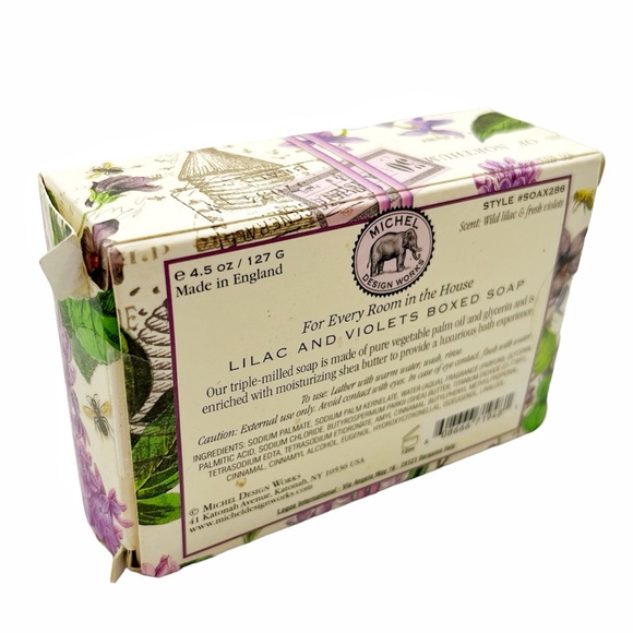 💥 3/$15 🆕 Michel Design Studio Lilac & Violets Bar Soap 4.5oz - Picture 2 of 5